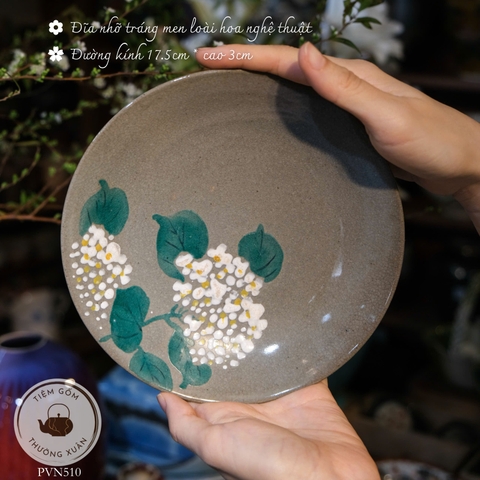 Đĩa nhỡ tráng men loài hoa nghệ thuật