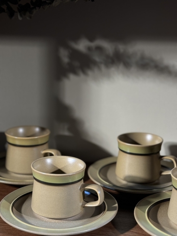 Set trà Nhật viền xanh bơ (kèm đĩa)