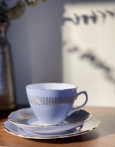 Set Trio trà chiều sứ xương cao cấp Anh quốc Colclough - hàng sưu tầm