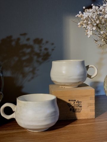 Tách trà mộc tráng men sữa