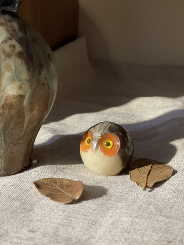 Tượng cú decor, chặn giấy bằng đá nguyên khối size nhỏ