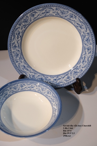 Set bát đĩa viền hoa Churchill