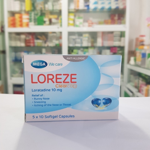 Thuốc Loreze 10mg Mega Lifesciences điều trị viêm mũi dị ứng (5 vỉ x 10 viên)