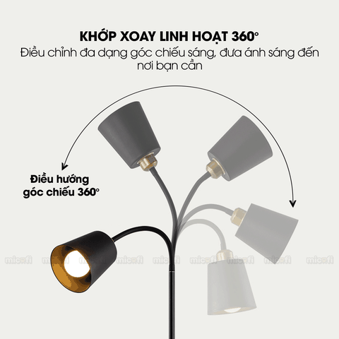 Đèn Cây Đứng Micofi, Đèn Phòng Đứng Bóng Led Decor Chống Cận Làm Việc, Decor Phòng Khách Và Ngủ Hiện Đại Xoay Trang Trí