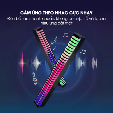 Đèn LED Micofi RGB Nháy Theo Nhạc Nhiều Màu, Đèn Đổi Màu Cầu Vòng Cảm Biến Âm Thanh Qua APP, Thanh LED Gắn PC Ô Tô