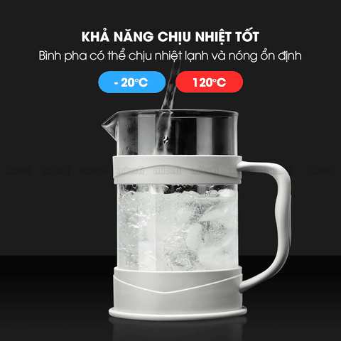 Bình Nước Pha Trà Micofi Giữ Nhiệt, Ấm Pha Trà Cà Phê Thuỷ Tinh, Bình Nước Hãm Cafe Có Lõi Lọc 2 Lớp Dung Tích 1 Lít