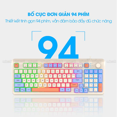 Bàn Phím Bluetooth Không Dây Xunfox x Micofi Giả Cơ Máy Tính, Bàn Phím Gaming Chơi Game Có Dây Laptop Điện Thoại PC LED