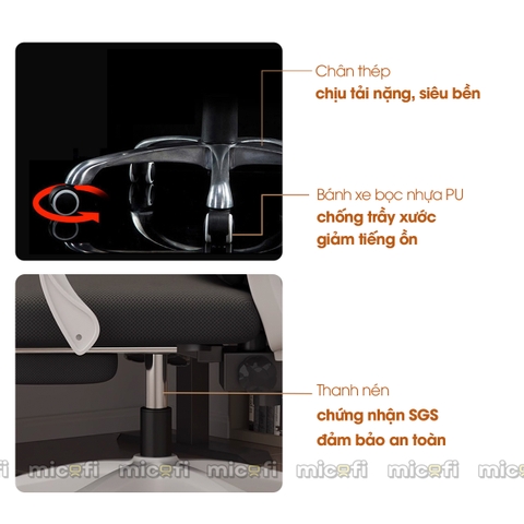 Ghế Gaming Văn Phòng Micofi, Thiết Kế Công Thái Học, Xoay 360, Bảo Vệ Cột Sống