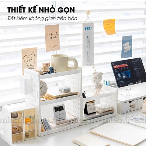 Kệ Mini Để Bàn Micofi Đục Lỗ Treo Đồ Đa Năng