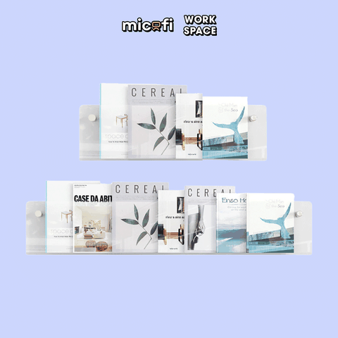 Kệ Trưng Bày Micofi Trong Suốt, Kệ Treo Trang Trí Acrylic, Giá Treo Sách Tạp Chí Báo Decor Album Gắn Tường Tiện Lợi