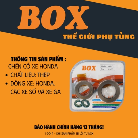 Bộ Chén Cổ BOX Cho Xe Honda – Thép Nhiệt Luyện Siêu Cứng, Chống Rơ, Chống Kêu – Bảo Hành Chính Hãng 12 Tháng