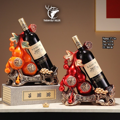 Đế Đặt Rượu Hồ Lô Phong Thủy Bột Đá – Màu Đỏ- Cam May Mắn, Trang Trí Quà Tặng Tân Gia Khai Trương