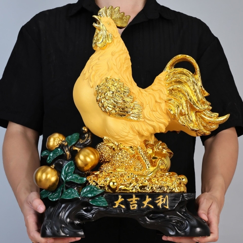 Tượng Gà Vàng Kim Kê Phong Thủy Size 47Cm Dành Cho Người Tuổi Dậu, Trang Trí Quà Tặng Sinh Nhật, Tân Gia, Khai Trương