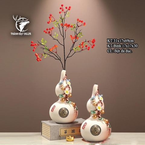 BÌNH Hồ Lô Phong Thuỷ Trắng – THU HÚT TÀI LỘC, BÌNH AN GIA ĐẠO, Quà Tặng Decor Tân Gia Khai Trương