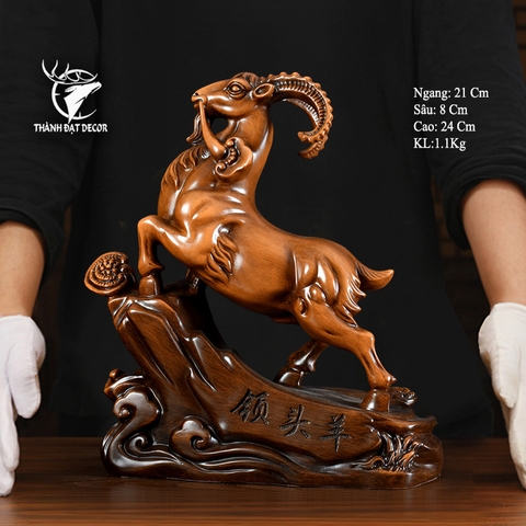 Tượng Con Dê Phong Thủy Màu Gỗ Cho Người Tuổi Mùi, Quà Tặng Sinh Nhật, Tân Gia, Khai Trương Decor