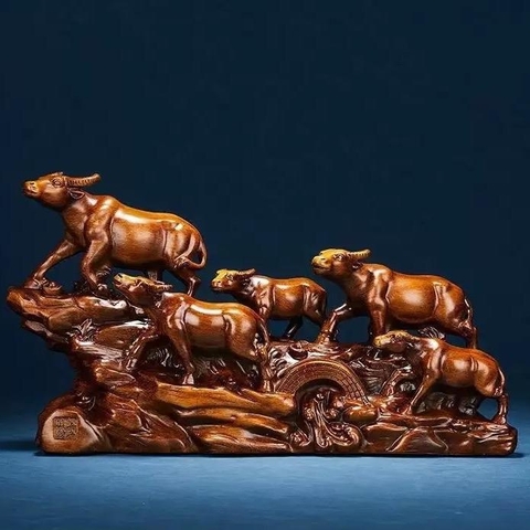 Tượng Trâu Phong Thủy 49x13x27 Dành Cho Người Tuổi Sửu, Quà Tặng Tân Gia Khai Trương Sinh Nhật Decor Trang Trí Nhà