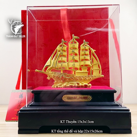 Hộp Quà Tượng Thuyền Thuận Buồm Xuôi Gió , Decor Quà Tặng Phong Thủy Tân Gia Khai Trương Đối Tác
