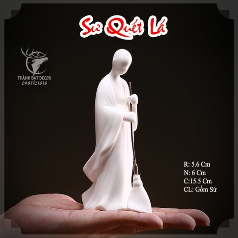 Tượng Sư Quét Lá Gốm Tử Sa Cao Cấp, Trang Trí Tiểu Cảnh, Bonsai, Bàn Trà, Cây Cảnh Quà Tặng