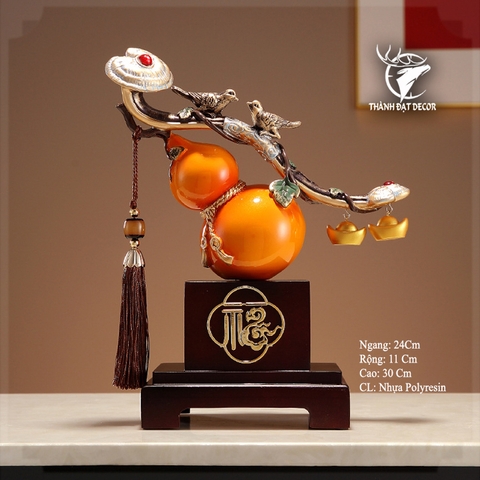 Tượng phong thủy Hồ Lô Cam Trượng Như Ý Treo Vàng Phú Quý Bình An Tài Lộc, quà tặng tân gia , khai trương