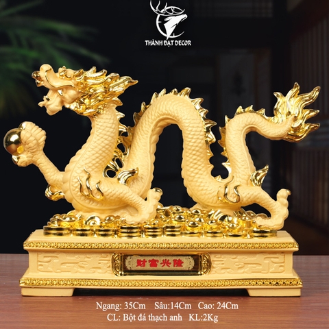 Tượng Phong Thủy Con Rồng Cát Vàng size 35, Dành Cho Người Tuổi Thìn, Quà Tặng Trang Trí Nhà Cửa, Tân Gia, Khai Trương