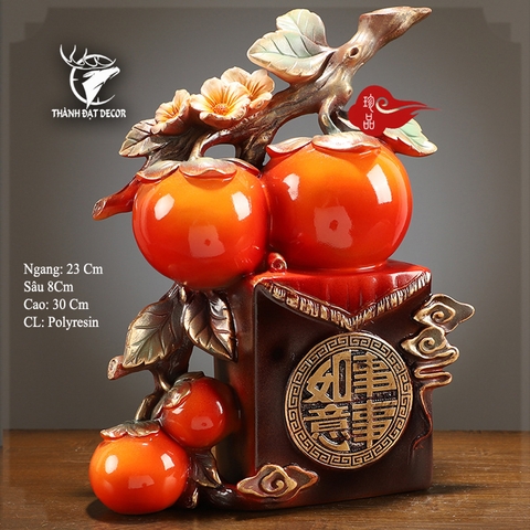 Tượng Phong Thủy Cành Quả Hồng Phú Quý Tài Lộc Bình An, Quà Tặng Tân Gia, Khai Trương, Sinh Nhật