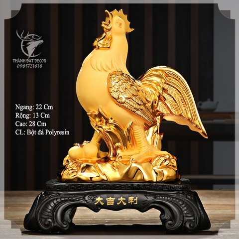 Tượng Gà Vàng Kim Kê Phong Thủy Size 28 Cm Dành Cho Người Tuổi Dậu, Trang Trí Quà Tặng Sinh Nhật, Tân Gia, Khai Trương