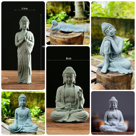 Tượng Phật Tổ Thích Ca Đá Sa Thạch Thờ Cúng, Trang Trí Tiểu Cảnh, BonSai, Thủy Sinh