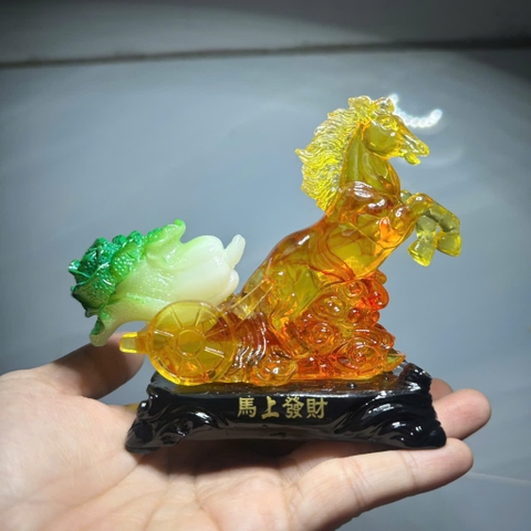 Tượng Ngựa Phong Kéo Bắp Cải mini Dành Cho Người Tuổi Ngọ, Trang Trí Decor Taplo Xe Hơi oto, Để Bàn