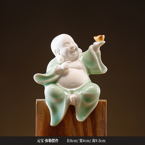 Tượng Phật Di Lặc Bồ Tát Bằng Gốm Trang Trí Tiểu Cảnh, Thác Nước, Bàn Làm Việc, Gỗ Lũa, Cây Cảnh