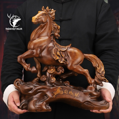 Tượng Con Ngựa Màu Gỗ size 38 Dành Cho Người Tuổi Ngọ Decor Phong Thủy Tặng Tân Gia Khai Trương Sinh Nhật