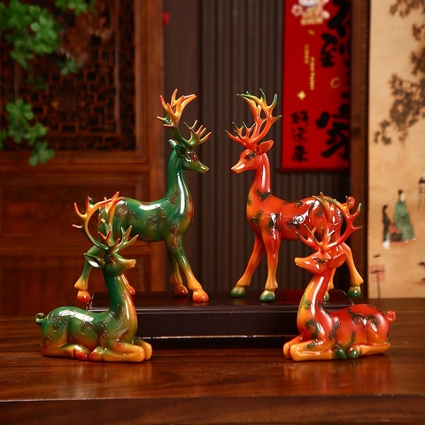 Cặp Tượng Hươu Trang Trí Cao Cấp , Decor làm Quà Tặng Tân Gia Khai Trương Sinh Nhật.