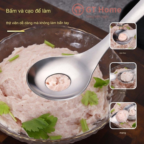 Muỗng inox làm thịt viên, cá viên