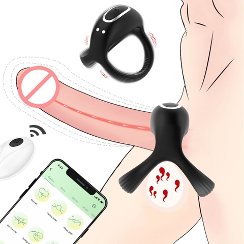 Cockring Mizzee kết cấu 3 vòng khóa có rung mạnh điều khiển qua app