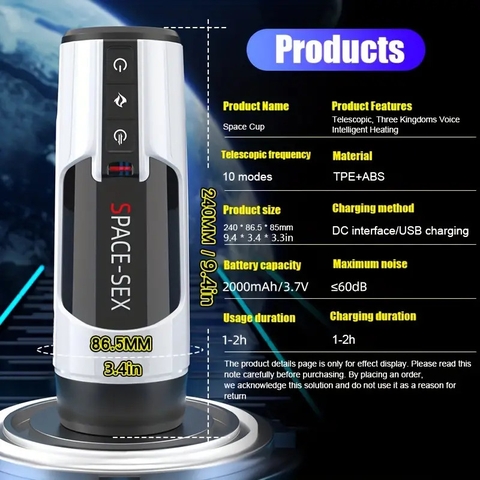 Cốc thủ dâm tự động Space Sex có sưởi ấm, rên rỉ gợi dục