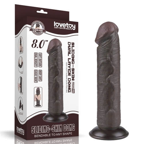 Dương vật giả Lovetoy 20cm hai da màu đen