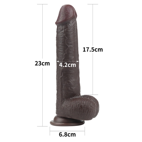 9'' Sliding Skin Dual Layer Dong - Black