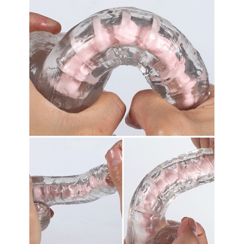 Dương vật giả trong suốt có khớp bẻ cong tùy ý