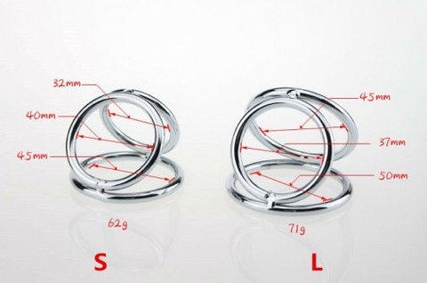 Triple cockring vòng đeo dương vật inox kết cấu ba vòng