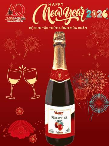 NƯỚC TRÁI CÂY CÓ GA VIVAZZ TÁO ĐỎ 720ML