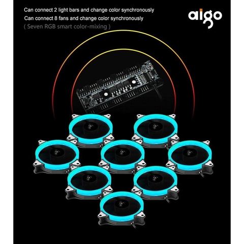 Bộ 5 quạt LED AIGO RGB 12cm + mạch điều khiển