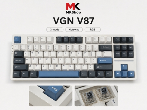 Bàn Phím Cơ VGN V87 3 Mode (Cũ) - Mạch Xuôi, Switch VGN Silver | MKShop