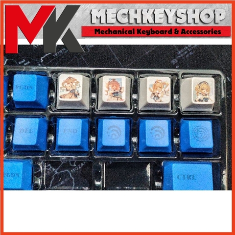 Bộ keycap Genshin Impact PBT in dye sub 134 phím dùng được cho razer