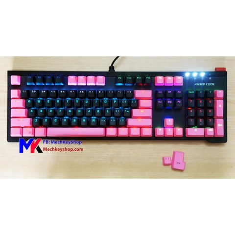 Bộ keycap 104+2 phím pbt double shot xuyên led - Đen