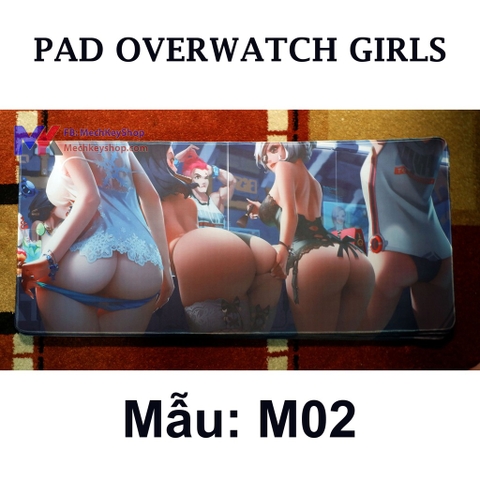 Tấm lót chuột cỡ 90*40 cm dày 4mm, hình Overwatch Girls