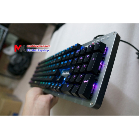 Bàn phím cơ MK Pro Gaming, Switch GATERON quang học, RGB, LED nháy theo nhạc, Driver tiếng anh, chống nước