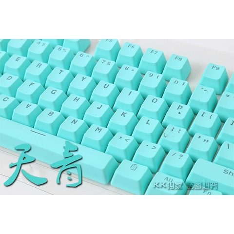 Bộ keycap 104+2 phím pbt double shot xuyên led - Xanh lơ