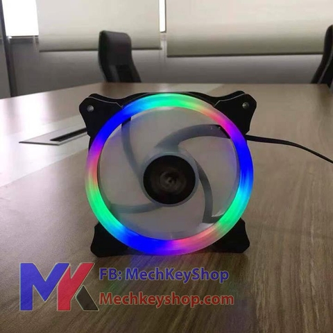 Quạt case, quạt tản nhiệt 12cm Dual Riing Double Halo X1 led rainbow