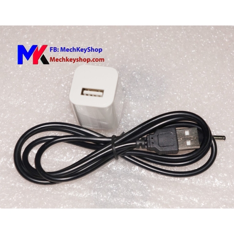 Dây nguồn/ củ sạc cho đồng hồ gỗ, camera wifi | dây DC to USB DC 3.5*1.35mm, củ 5v 1A GJ