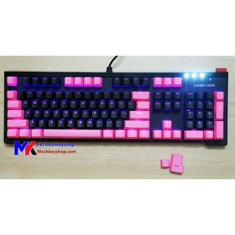 Bộ keycap 104+2 phím pbt double shot xuyên led - Đen