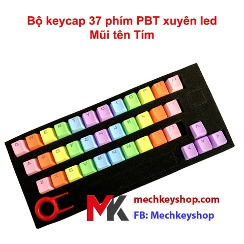 Bộ keycap 37 phím Rainbow PBT xuyên led cho bàn phím cơ